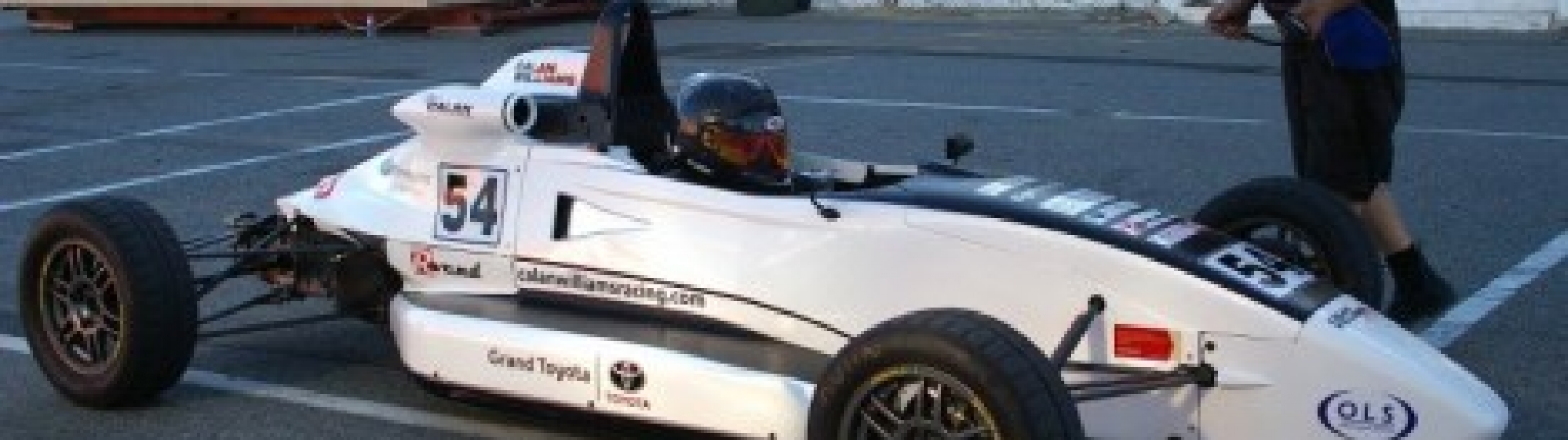 Calan Williams behind the racing wheel