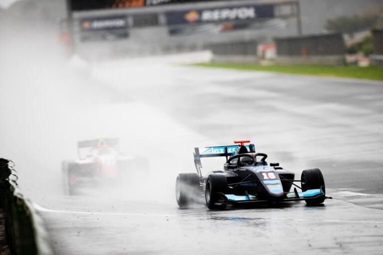 Calan Williams races in the rain