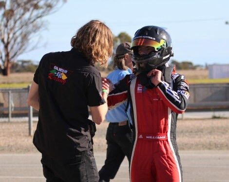 Calan Williams on the rack track in Collie